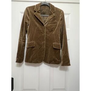 Theory Cotton Velvet Dressy Jacket Blazer Brown Pockets Size Small Boho Career